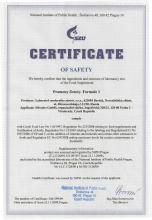 Certificate of safety<br>Prameny Čistoty. Formule 1 Complément alimentaire Paracleanse. Formule 1, 2, 3 (Trigelm), 90 gélules + 200 g